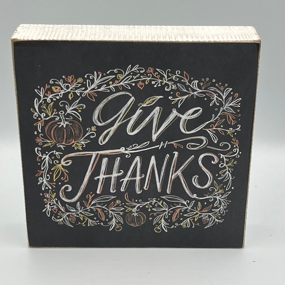 Primitives by Kathy Box Sign Home Decor OS Black NWOT Give Thanks Autumn - Picture 2 of 10